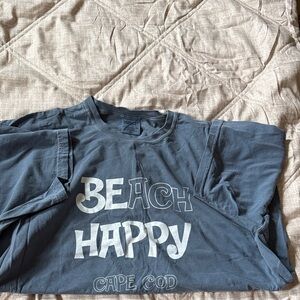 Comfort Colors Light Blue Graphic Tee - BEACH HAPPY Cape Cod
